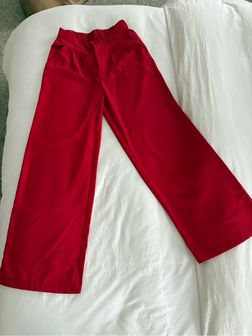 Wide Leg Red Trousers